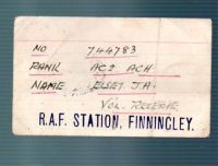 1939 R.A.F. FINNINGLEY ORDERLEY ROOM CARD