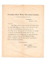 1918 BUCKINGHAM RURAL DISTRICT FOOD CONTROL COMMITTEE LETTER