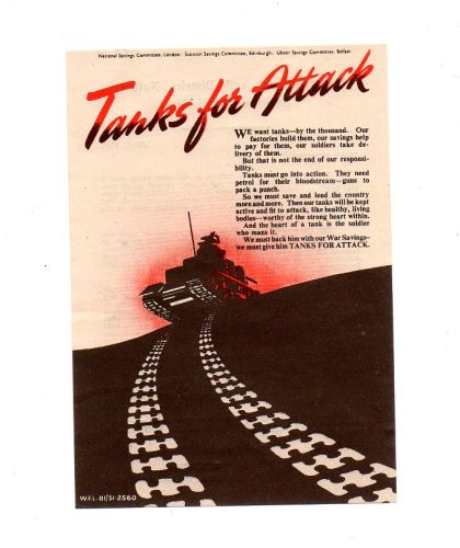 1942 TANKS FOR ATTACK LEAFLET NATIONAL SAVINGS CAMPAIGN 