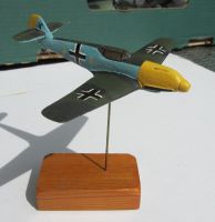 Vintage SOLID WOOD MODEL of a WW2 GERMAN Me109 FIGHTER on a stand