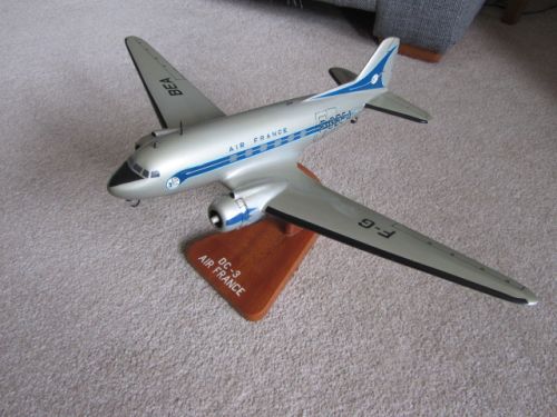 VINTAGE SOLID WOOD MODEL OF AN AIR FRANCE DC-3