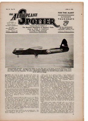 1943 THE AEROPLANE SPOTTER... HORSA GLIDER COVER